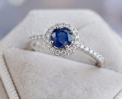 Amoura Sapphire Halo Ring