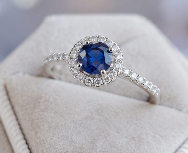 Amoura Sapphire Halo Ring